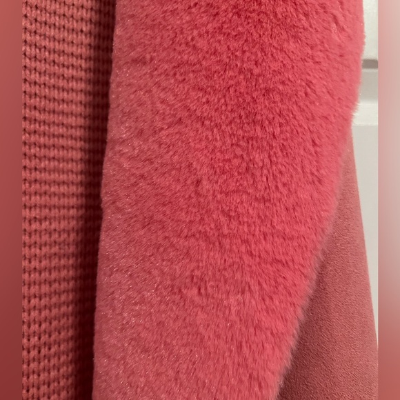 12th Heart Women’s Long Line Open Front Sweater/Fabric Vest w/Faux Fur Pink S - Picture 6 of 12